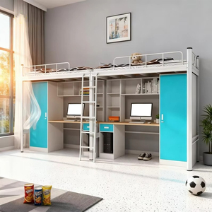 Solución de Mobiliario para Dormitorios SDI en Proyectos de Licitación de Universidades y Colegios de Formación Profesional en el Medio <span class=keywords><strong>Oriente</strong></span>: Cama Alta Doble Combinada de Acero Tipo Loft para Apartamento - Product Image 2