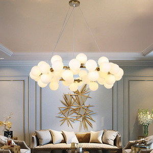 Minimaliste Salon Chambre Hôtel Décoratif Suspension Lampe Nordique Boule De Verre Lustres - Product Image 6