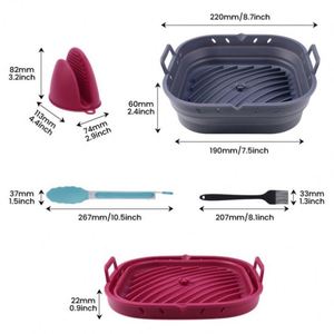 OEM Collapsible Square Reusable Air Fryer Accessories Silicone Mold Baking Pan Oven <b>Tray</b> Food Safe Silicone Pot Air Fryer Liners - Product Image 3