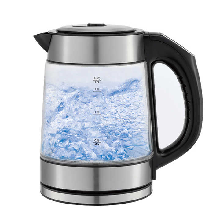 1.7l Transparent Glass Discoloration Electric Stainless Steel Lid Water
