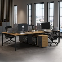 Meuble de bureau convertible moderne et simple en bois, poste de travail pour 2 à 6 personnes, panneau avec support en acier inoxydable, idéal pour la maison et le bureau.