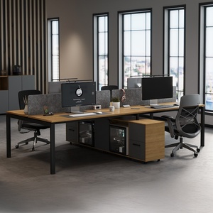 Modern Simple Convertible Wooden Office Furniture 2-6 Person Workstation Panel Stainless Steel Support Building Home Includes - Product Image 1