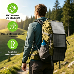 Panel Solar Monocristalino Plegable de 30W, IP67 Impermeable, Ligero, 23% de Eficiencia, Certificado CE TUV, Portátil - Product Image 2