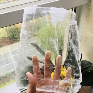 Rough Natural Clear Gypsum Selenite Slice Crystal Slab <strong>Mineral</strong> for Healing - Product Image 4
