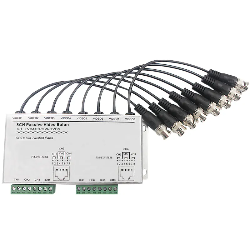 1080p 3mp 4mp 5mp HD Passive Twisted Pair RJ45 Transceiver AHD TVI CVI For CCTV Security Transmitter 8 Channel Video Balun