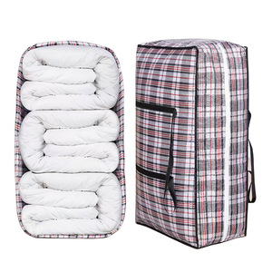 Storage Bags Extra Large Capacity Laminated Wear Resistant Rectangle Moving Packing Bags Red White Blue Woven Pattern - Product Image 4