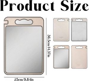 Planche à découper beige en titane, résistante aux rayures, double face, en acier inoxydable, durable, compatible lave-vaisselle, 36,4x25x80cm pour la cuisine - Product Image 2