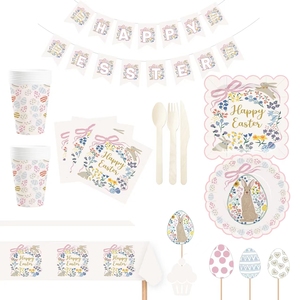 DAMAI Customized Decoration Paper Plate Rabbit Print Disposable Paper Plates <b>Easter</b> Themed Party Tableware Set - Product Image 3