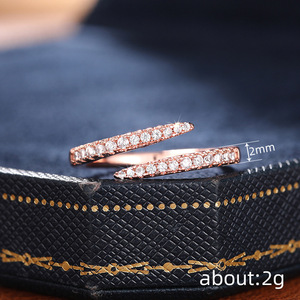 Anello Aperto Regolabile con Zirconi per Donne, Elegante Gioiello da Dito per Uso Quotidiano - Product Image 4