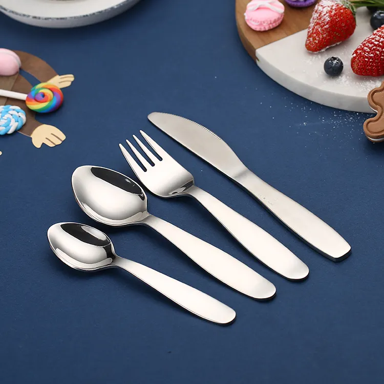 Classic 18/10 Stainless Steel Kids 4 Piece Children Baby Cutlery