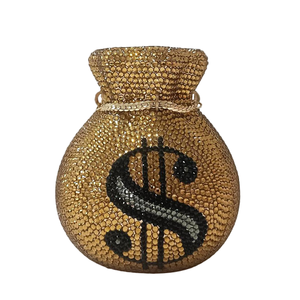 Women Luxury Dollar Pocket Rhinestones <b>Bag</b> Dazzling Money <b>Bag</b> Crystal Clutch Purse Night Out Party Handbag with Chain - Product Image 4