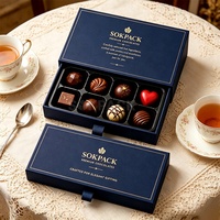 Boîte d'emballage en carton rigide de luxe avec logo personnalisé pour chocolats, 8 pièces, tiroir à bonbons, boîte cadeau premium pour aliments pour bébés et bonbons