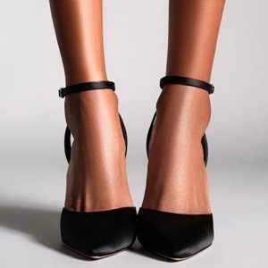 Escarpins pour femmes en satin uni, à bout pointu, avec boucle, talon aiguille, résistants à l'usure, grandes tailles, printemps, <span class=keywords><strong>noir</strong></span> - Product Image 2