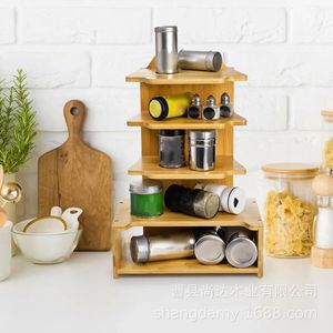 Wooden multi-tiered tabletop skincare product storage <b>rack</b>, bathroom countertop storage <b>rack</b>, household <b>kitchen</b> condiment - Product Image 3