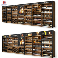 Présentoir mural modulaire personnalisé pour vins et spiritueux, en bois et métal, pour magasin de vins