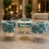 Table de négociation en marbre poli pour hôtel, salon, bureau et réception, table ronde de luxe légère, base robuste
