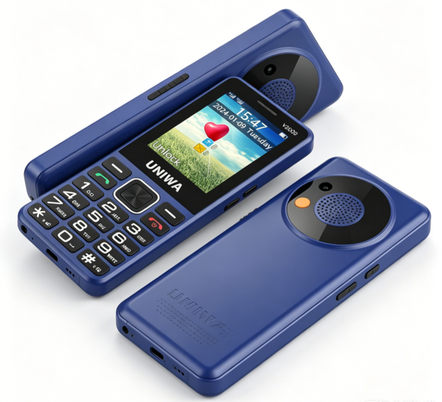 UNIWA V2000 2.4" IPS 4G Keypad Senior Phone Big Speaker SOS 1700mAh Flashlight Fashion Backup Feature Mobile Phone