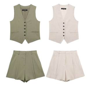 Le nouvel ensemble gilet, gilet et short polyvalent de style design d'été est une <span class=keywords><strong>tenue</strong></span> deux pièces à la mode et élégante - Product Image 1