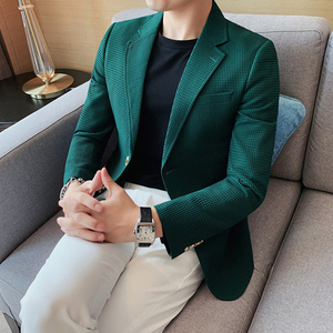 <span class=keywords><strong>M</strong></span>-4XL休闲夹克男士英式领西装上衣方格西装外套 - Product Image 4