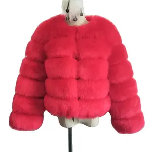 2021 뜨거운 판매 겨울 코트 레드 폭스 모피 자켓 짧은 따뜻한 가짜 모피 코트