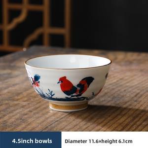 Juego de Vajilla de Porcelana de Alta Temperatura con Diseño de Gallo, Color Retro Subesmaltado, Patrón Moderno de Frutas, Ecológico, Kit de Utensilios - Product Image 5