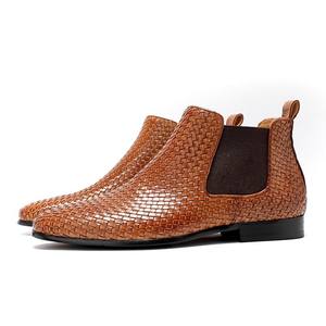 Botas de Tobillo para Hombre, Primavera-Otoño, Parte Superior de Cuero Genuino con Estampado de Leopardo, Suela de Goma, Impermeables, para Trabajo - Product Image 1