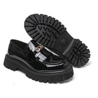 Nouvelles chaussures en cuir formelles pour hommes et adolescents, mocassins à enfiler à semelles épaisses, chaussures décontractées