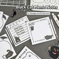 Bloc-notes chat noir non adhésif, feuilles détachables, papier à notes mignon, bloc-notes de bureau, papeterie personnalisée