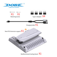 DOBE TP5-3537B Multifunktionaler Vertikalständer für PS5 Slim Kühlbasis Mit Disc-Aufbewahrungsregal Ladestation