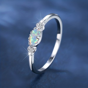 <span class=keywords><strong>Anillo</strong></span> de ópalo de fuego blanco arcoíris, anillos de Luna pequeña de Color rosa dorado y plateado para mujer, alianzas de boda, <span class=keywords><strong>anillo</strong></span> de compromiso de <span class=keywords><strong>piedra</strong></span> ovalada, joyería - Product Image 6