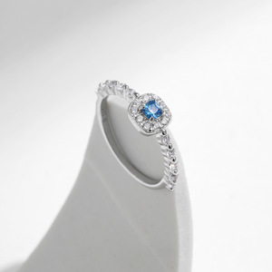 S925 Silver <b>Cushion</b> Cut Topaz <b>Ring</b> With Pave Setting Diamond Halo Romantic Gemstone Engagement <b>Ring</b> For Women - Product Image 4