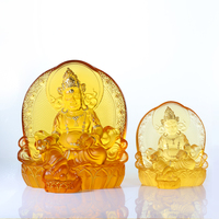 Statue exquise du Bouddha Jambhala en cristal Liu Li pour la richesse et la prospérité - Zambhala artisanal pour la décoration de la maison et du bureau