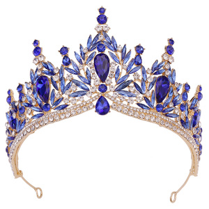 Commercio all'ingrosso nuovo design corona di foglie di cristallo <span class=keywords><strong>5</strong></span> colori strass da sposa corona diadema - Product Image 3