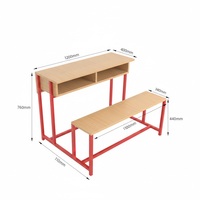 Ensemble de table et de chaises doubles en bois moderne pour deux élèves