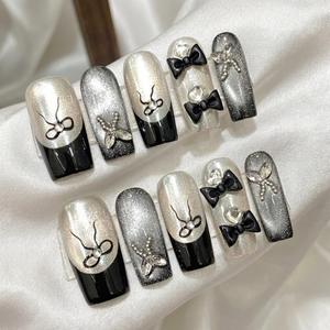 <span class=keywords><strong>Uñas</strong></span> Acrílicas Hechas a Mano, Forma Cuadrada Mediana, Diseño 3D para Fiesta, <span class=keywords><strong>Uñas</strong></span> Artificiales <span class=keywords><strong>de</strong></span> Alta Calidad al por Mayor - Product Image 3
