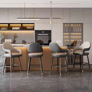 Tabouret <span class=keywords><strong>de</strong></span> <span class=keywords><strong>bar</strong></span> moderne en métal <span class=keywords><strong>de</strong></span> luxe léger, pivotant, pour la maison, le karaoké, l'îlot <span class=keywords><strong>de</strong></span> cuisine - Product Image 2