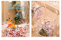 Tasses en verre à double paroi style Noël perlées pour salon, salle à manger, bar, tasses tendance en verre borosilicate de haute qualité