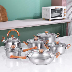 Ensemble de casseroles et poêles en acier inoxydable antiadhésif compatible induction avec couvercles, poignées en bakélite à toucher froid, compatible lave-vaisselle - Product Image 6