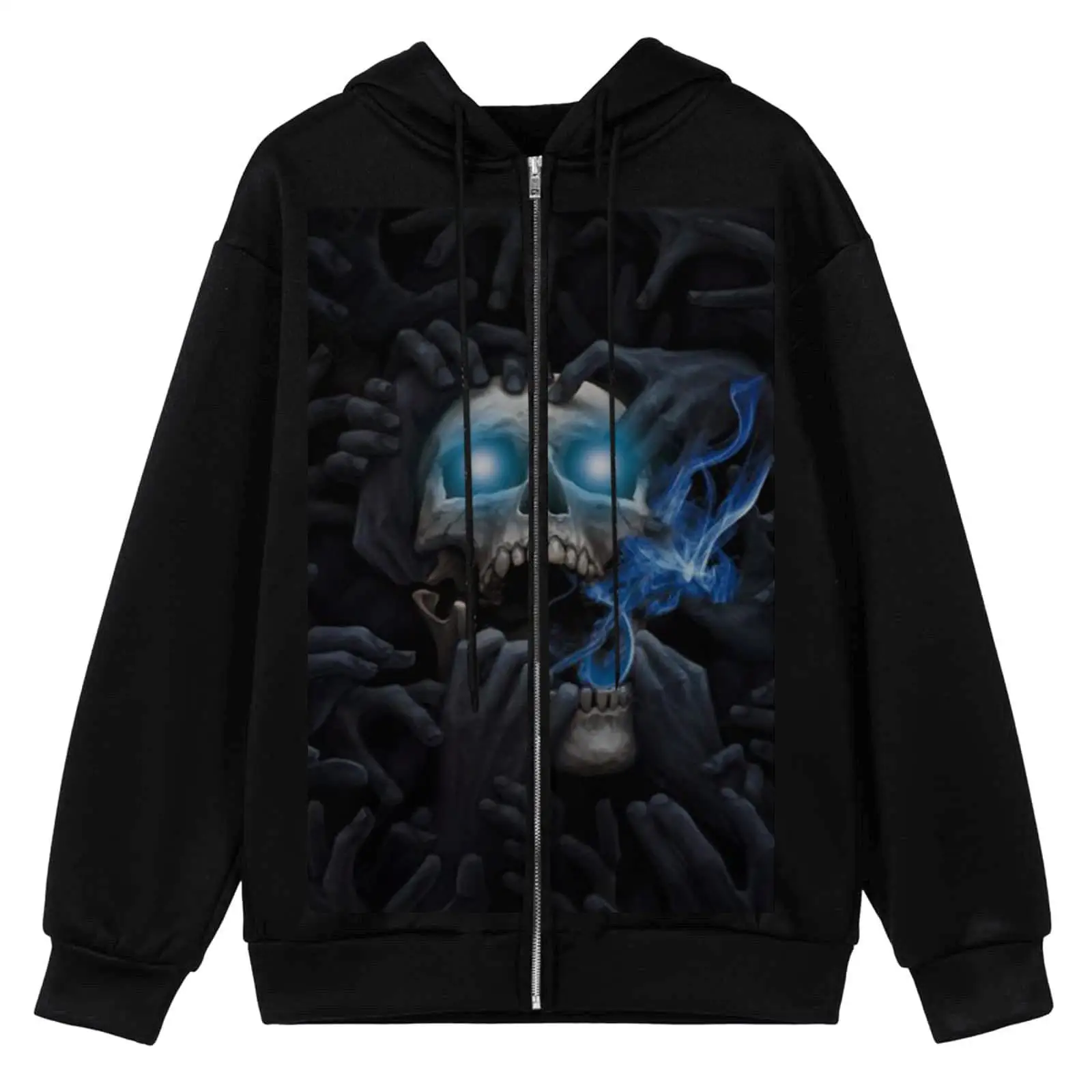 Xmas Skull Men's Zipper Hoodie 3D Printed Oversized Unisex Long Sleeve Streetwear Sweatshirts Funny Fashion Teens Tops Zipper Hoodie