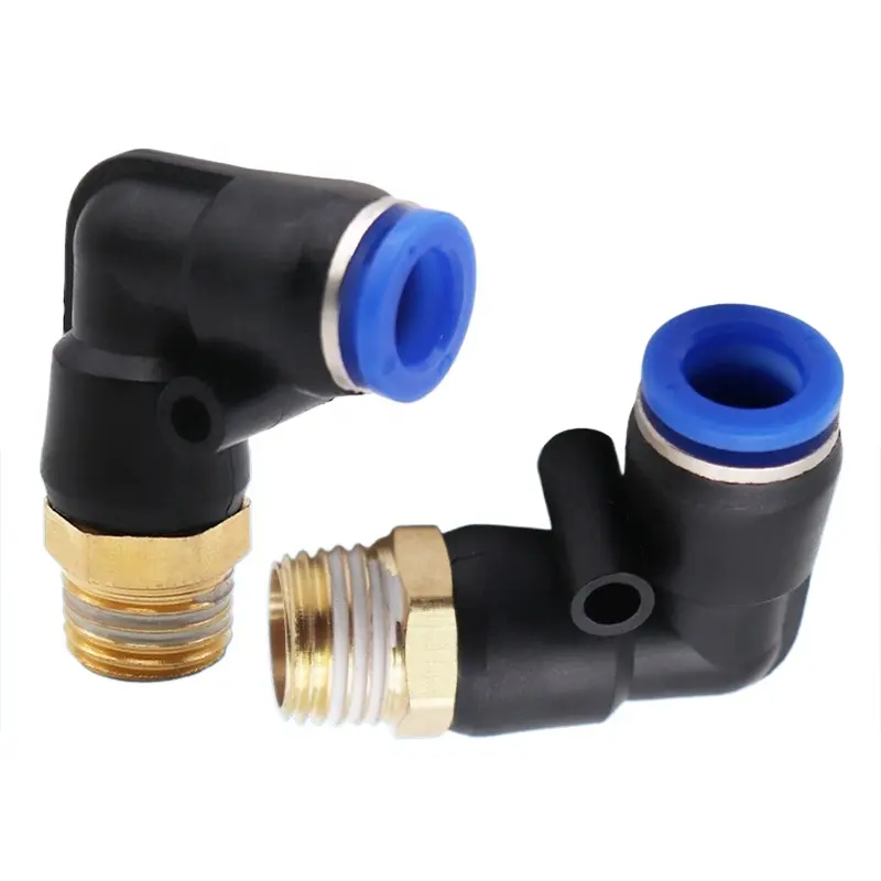 PL Elbow Pneumatic Fitting BSP Male Thread Air Quick Connector L Shape Push In Hose