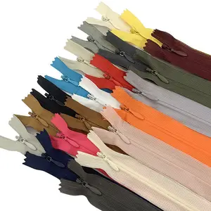 Factory wholesale 3 # nylon lace invisible zipper colorful in stock pillow cushion hidden plastic zipper