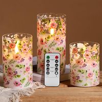 Bougie pilier en verre à la cire de paraffine sans flamme LED 3D Mermei - Bougie LED écologique à piles pour la décoration de la maison