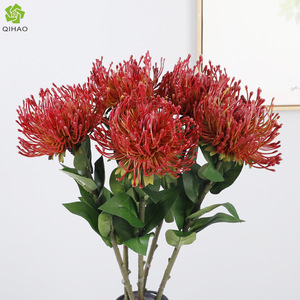 Grandes fleurs artificielles en plastique rouge foncé à grandes têtes, haute simulation, pour décoration intérieure et accessoires de mariage - Product Image 5