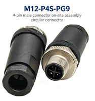 Conector de Aviación Macho de 4 Pines M12-P4S-PG9, Impermeable, con Terminal de Tornillo, 630VAC/DC, Acero Inoxidable, Clasificación IP67 para Automatización