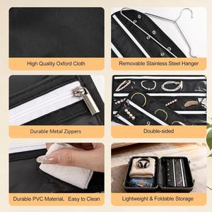 Porte-bijoux suspendu à fermeture éclair de grande capacité avec 80 poches, sac de rangement transparent pour économiser de l'espace, pour l'affichage des accessoires de bijouterie - Product Image 5