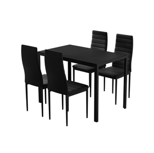 Table à manger noire moderne en gros avec <span class=keywords><strong>6</strong></span> chaises rembourrées – Ensemble <span class=keywords><strong>de</strong></span> salle à manger confortable pour usage hôtelier, écologique - Product Image 3