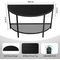 Table console moderne à 2 niveaux en demi-lune, montage facile, table de rangement étroite pour entrée, en bois MDF, table de canapé pour salon, usage domestique