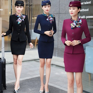 Uniforme de Azafata Elegante Personalizable con Gorro para Mujer, Estilo Piloto de Aerolínea, Uniforme Adelgazante Sexy, Venta al Por Mayor - Product Image 1