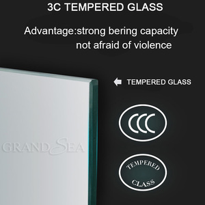 Mampara de Ducha de Esquina <span class=keywords><strong>para</strong></span> Baño, de Aluminio, Deslizante, Impermeable, con Tira de Sellado, Puerta de Vidrio Templado Esmerilado, sin Marco - Product Image 4