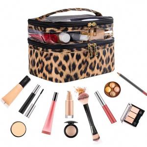 Bolsa de Cosméticos Transparente de PVC con Estampado de Leopardo, Portátil, Espaciosa, Impermeable, para Viajes, Organizador de Belleza para Mujer - Product Image 1